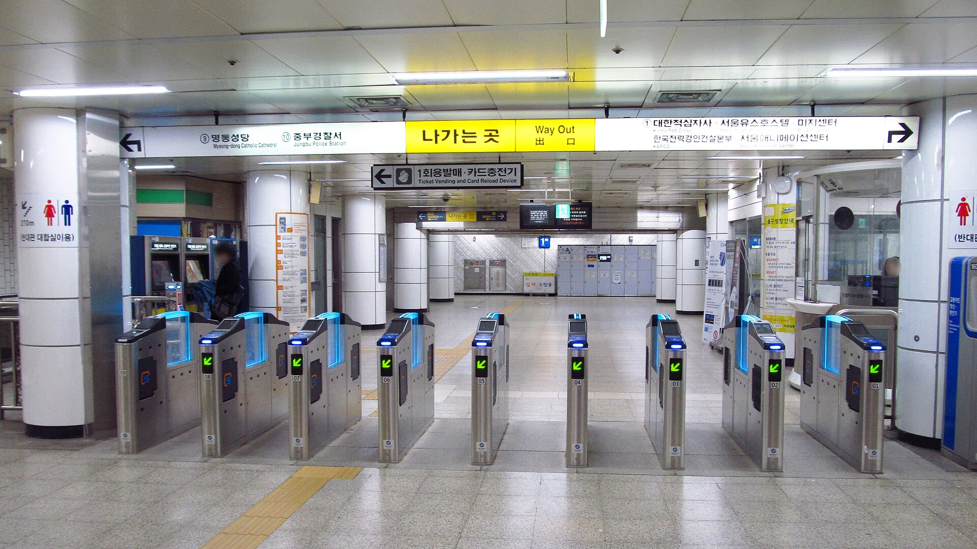 Ticket gates at Myeongdong station in Seoul